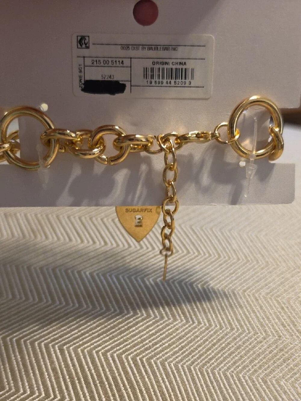 Sugarfix by BaubleBar Gold Chain Bracelet with Black Heart Lock Charm
